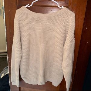 Lulu’s Beige Oversized Low Back Sweater